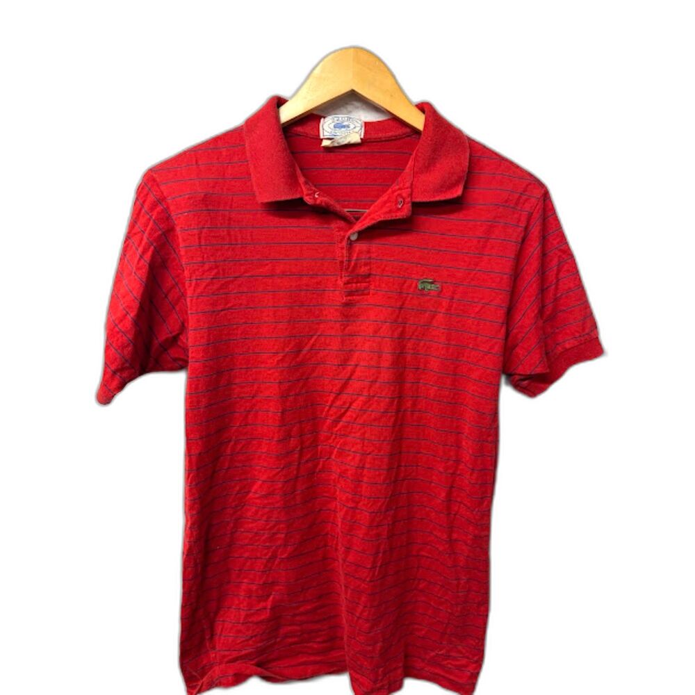 VTG Izod Lacoste Polo Sz Large Made in Japan Red Striped 70s/80s Preppy Classic